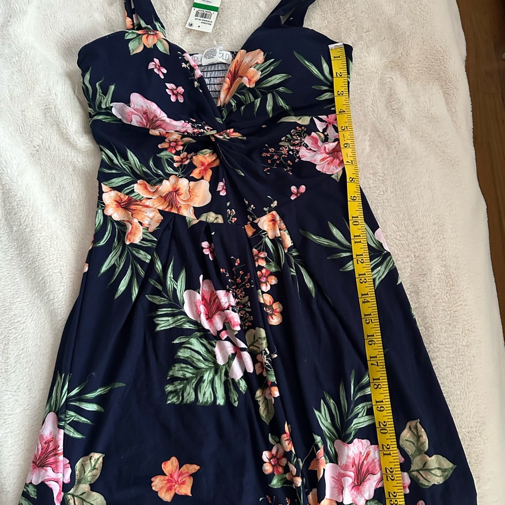 Dark Blue Floral Twist Dress
